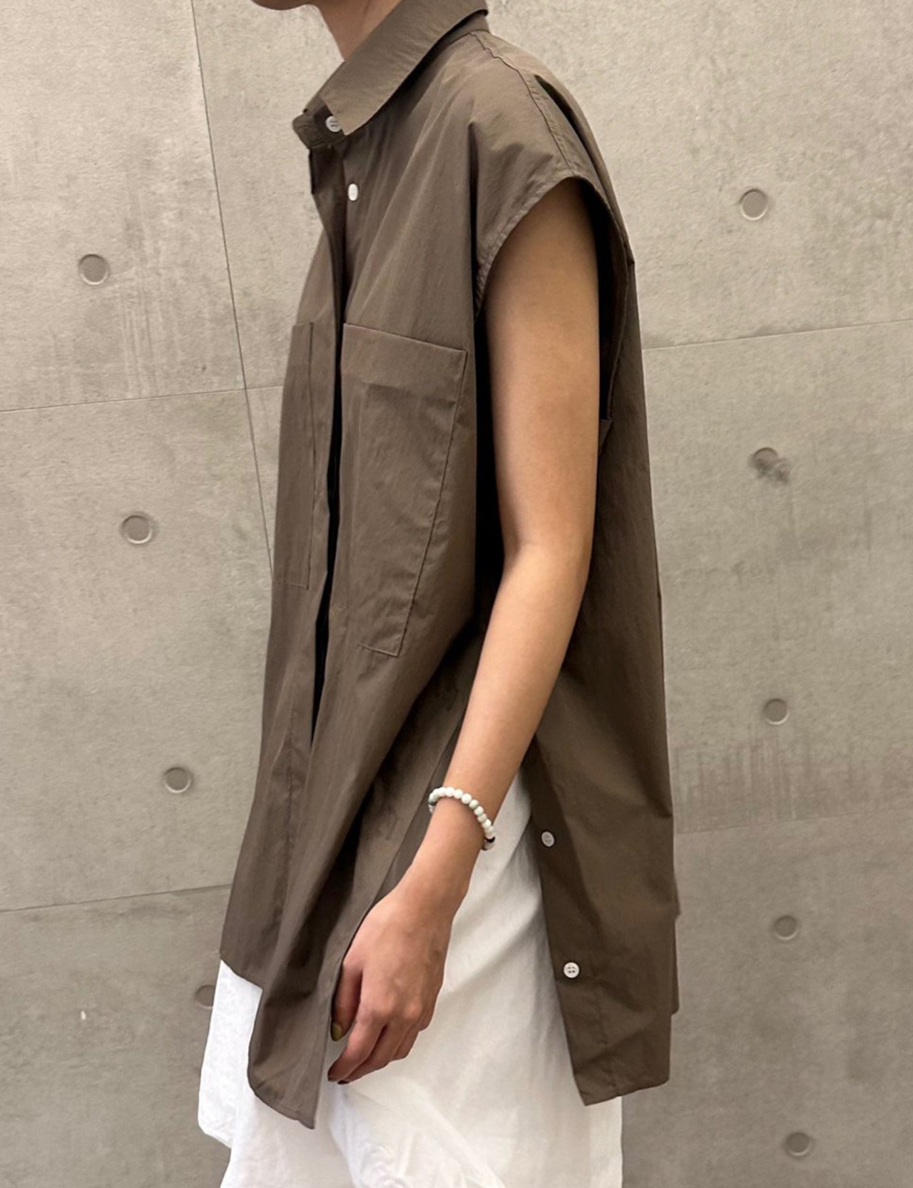 【新作５％OFF・3日間】Side-Button No-sleeve Shirts_3colors