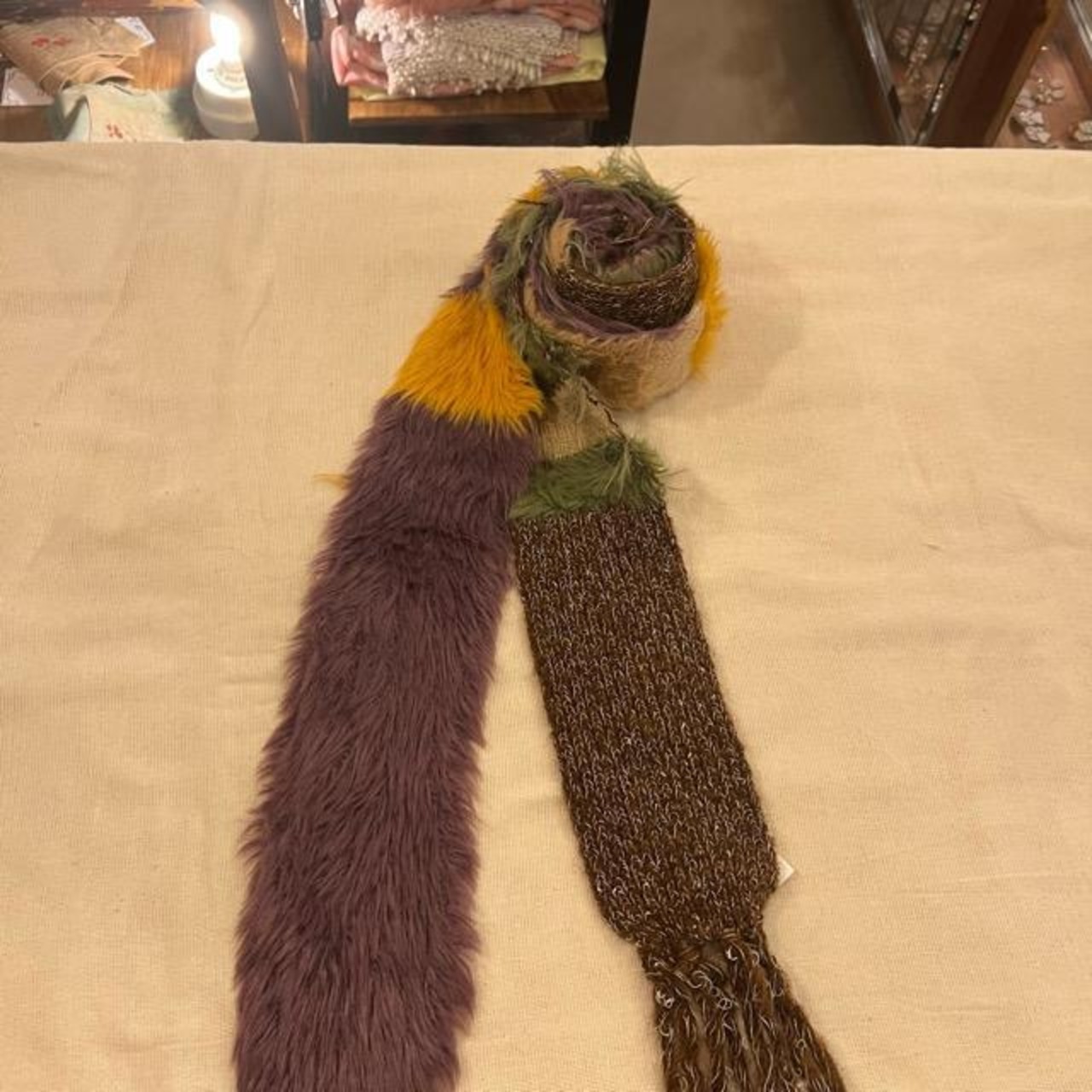 TOPANGA Accessory Fur & Knitted Slim Muffler (2 Colors)