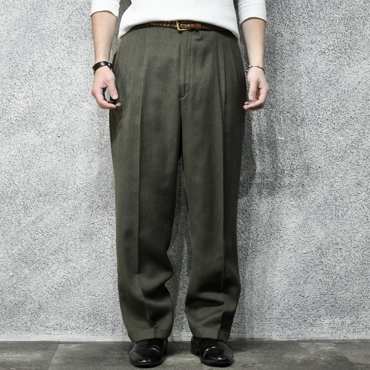 haggar black label 3tuck rayon blend wide slacks