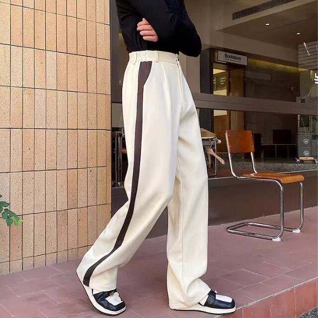 予約販売】メンズ セットアップ スーツ 無地 バイカラー クリーム