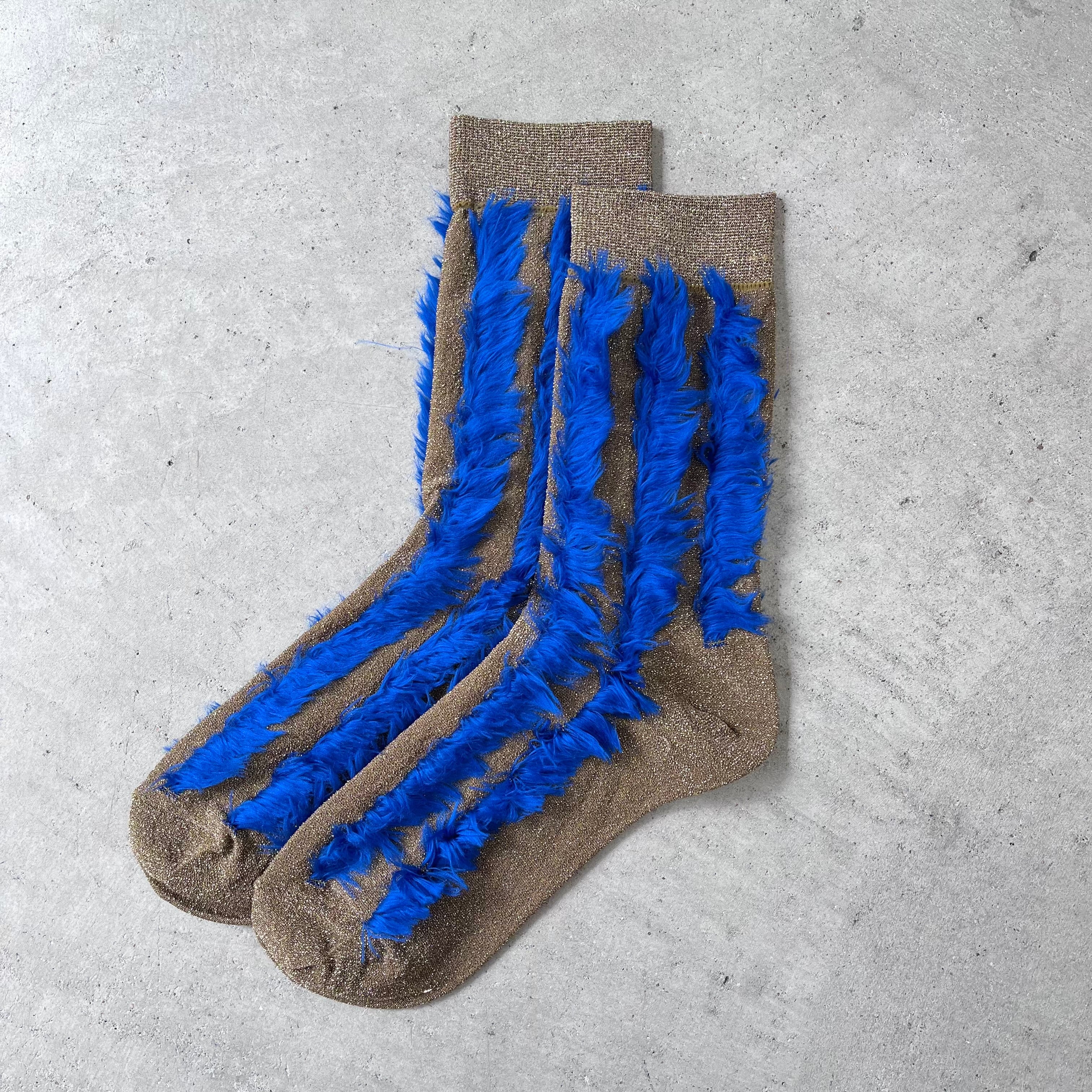 FAKUI / 【22-24cm】stripe fur socks FK-269