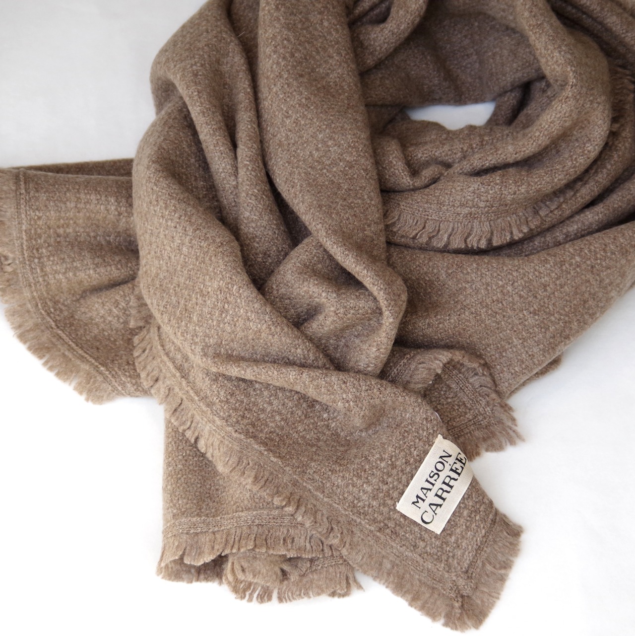 MAISON CARRÉE CASHMERE Fringe STOLE "SAND BEIGE"　