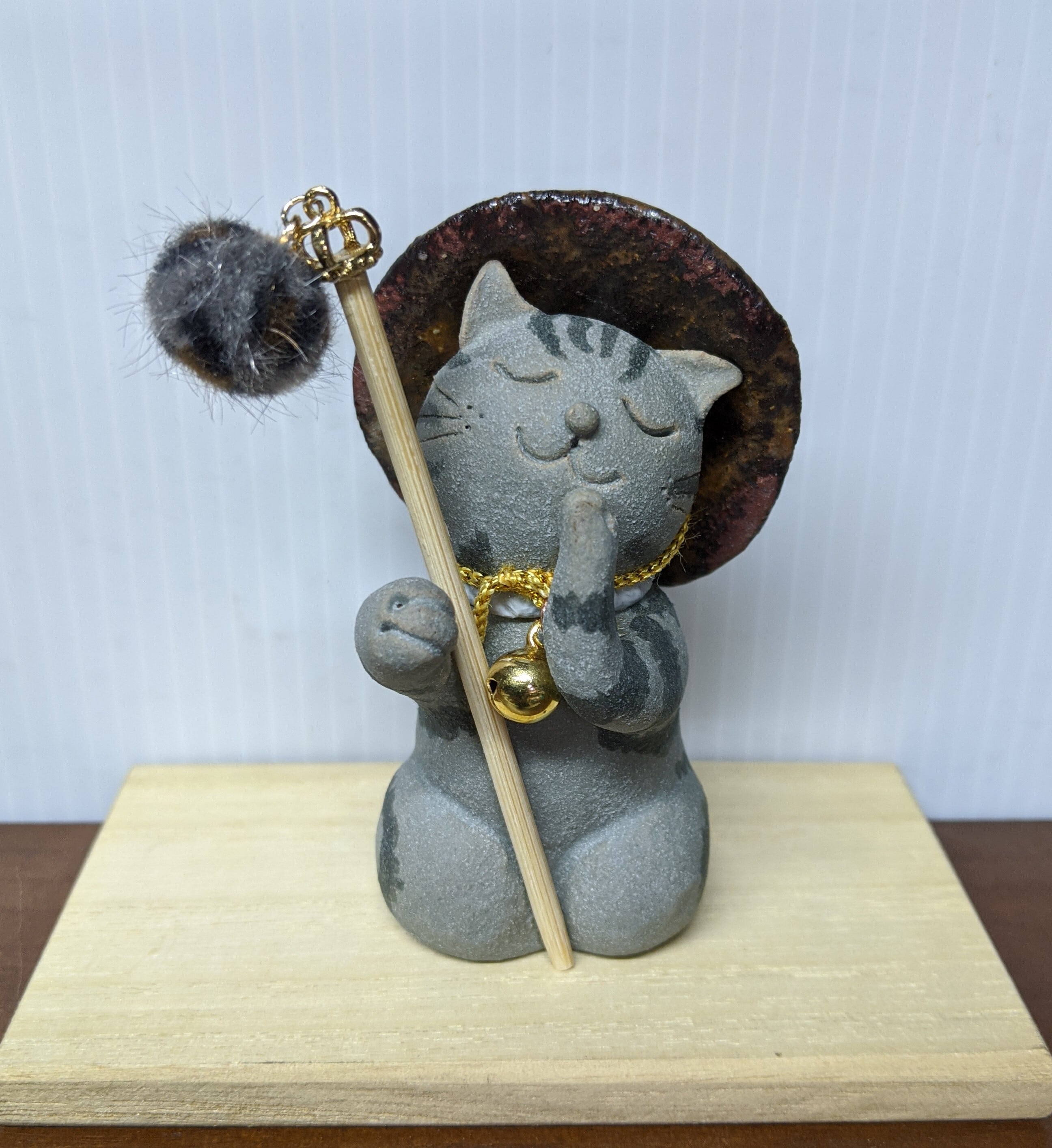 信楽焼き 楽ネコ作 地蔵猫 猫地蔵 陶器 招き猫 楽ネコ  信楽 楽ネコ 