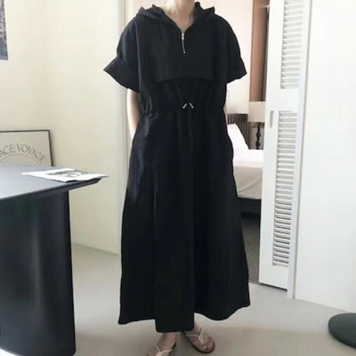 ルーズ/カジュアル/ファンシー/ドローストリング/フード付きドレス/カジュアル/ドレス/痩身/ワンピース カップ 付きインナー