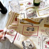 トルション フランス雑貨「Multi Etiquettes Bourgognes ブルゴーニュのワインラベル」キッチンクロス ティータオル Winkler ウィンクラー フランス 綿100% コットン トルション ふきん リネン ワイン 雑貨 キッチン おしゃれ
