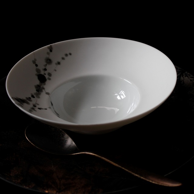 AS　やま平窯　エッグシェル　花紋　リム鉢