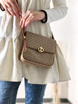 CELINE セリーヌ マカダム トリオンフ レザー クロスボディ ショルダー 