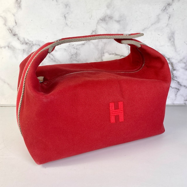 【最終処分SALE】HERMES エルメス ブリッドアブラック デニム トートバッグ レッド A-7368
