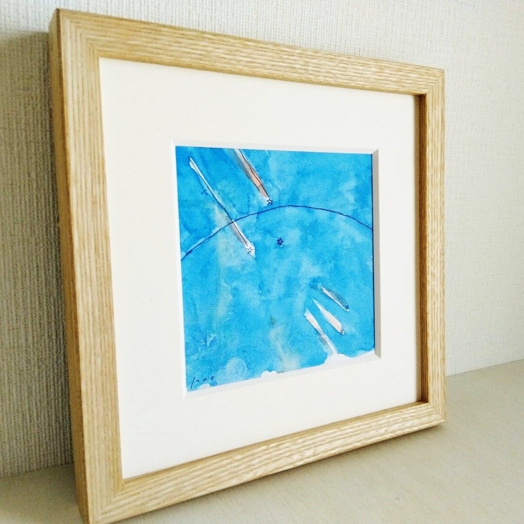 一点物】原画「流れ星」 ※18角額縁入り 水彩 アクリル 絵画 | 絵と額縁 