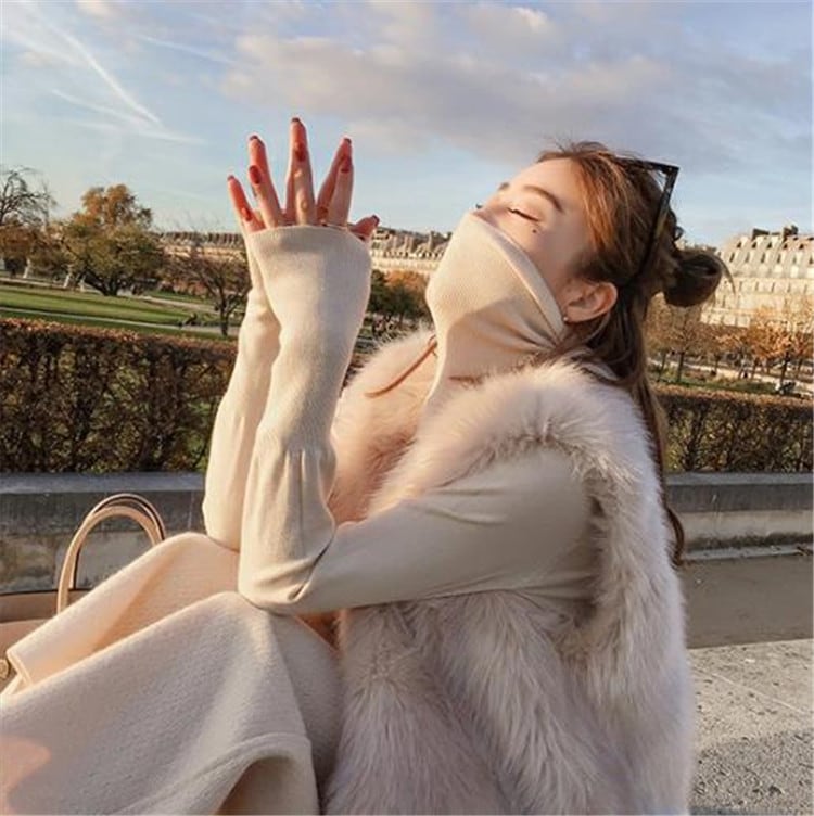 大人の女性は後ろ姿で魅せる韓国ファッションファー タンクトップ 中・長セクション コート厚手