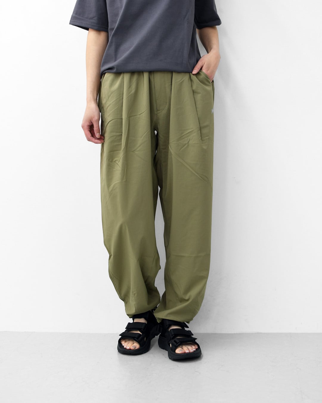 新品タグ付コンジェペイエ ストレッチナローパンツ ウエストゴム＆リボン カーキ NANGA [ナンガ] PLC EXCURSION PANTS [N2500-1D404A] PLC