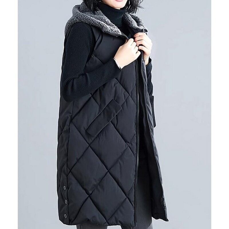 【1511】MASAGO フード付き中綿ロングベスト Mサイズ 1511】MASAGO フード付き中綿ロングベスト Mサイズ 1511】MASAGO