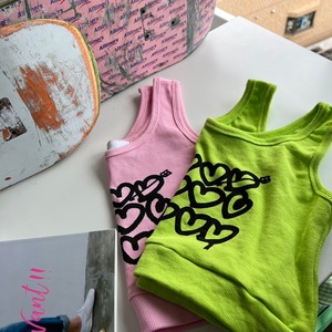 Heart print lib knit tank top_LN01271