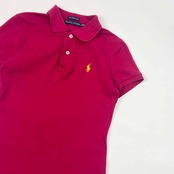 RALPH LAUREN ラルフローレン THE SKINNY POLO 鹿の子 半袖 ポロシャツ XS(155/80A)/赤紫系 レディース