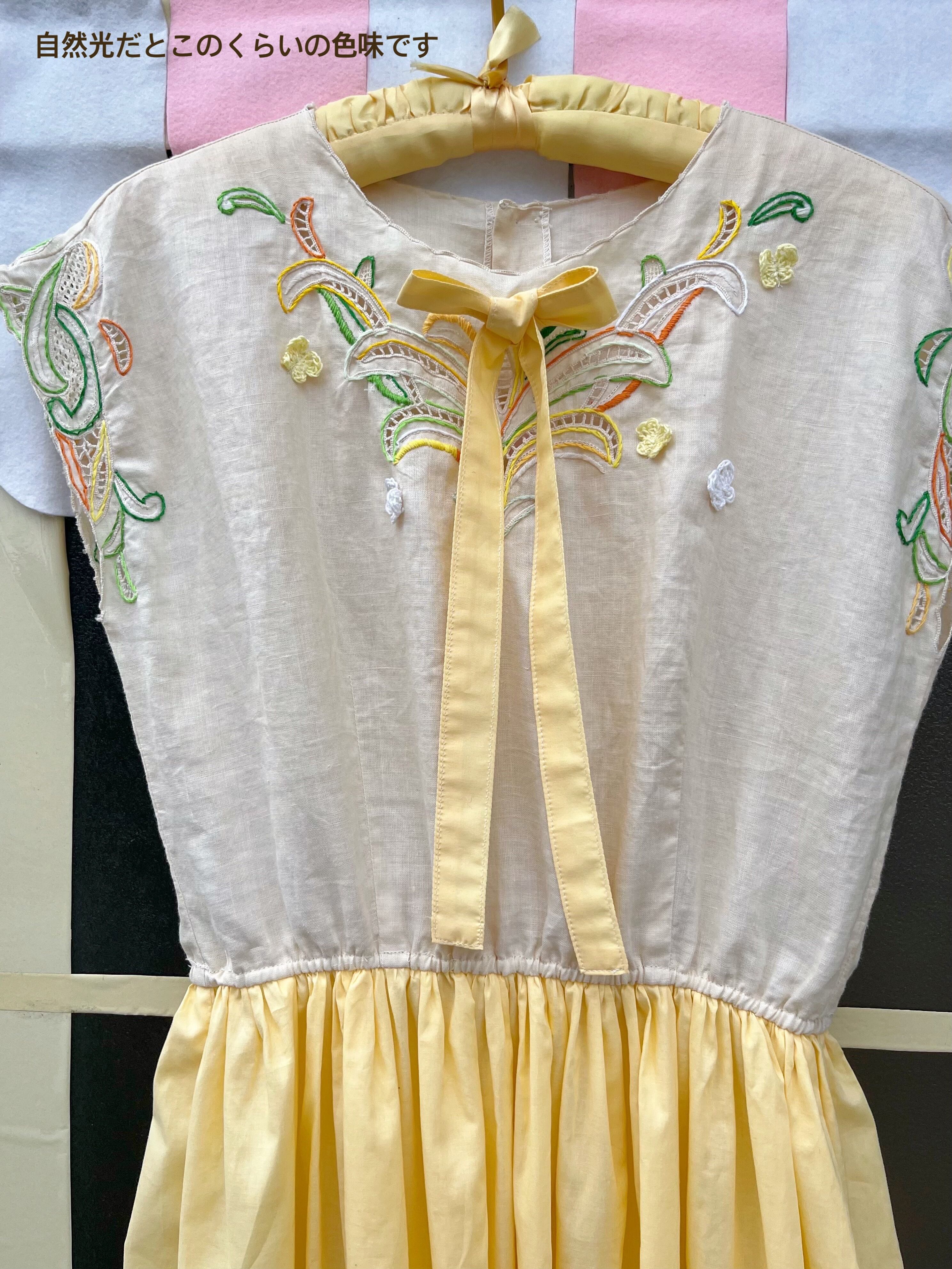 remake / leaf embroidery one-piece