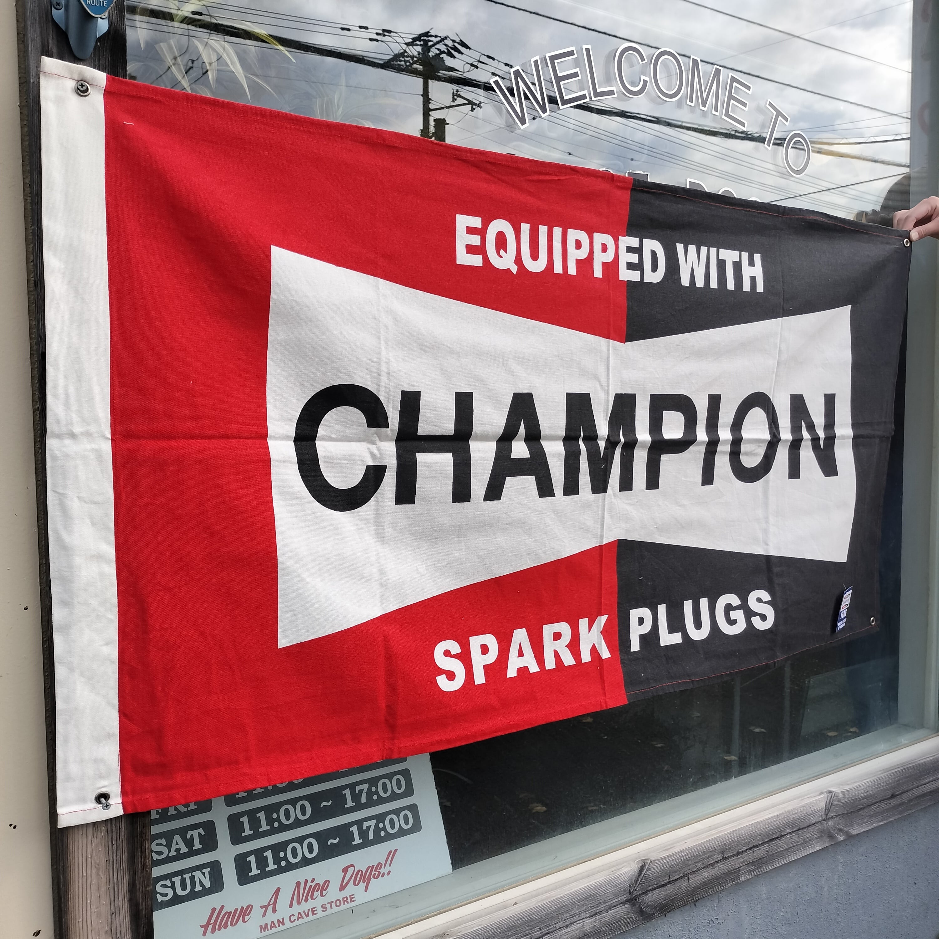 コットンガレージフラッグ/Champion チャンピオン/アメリカン雑貨