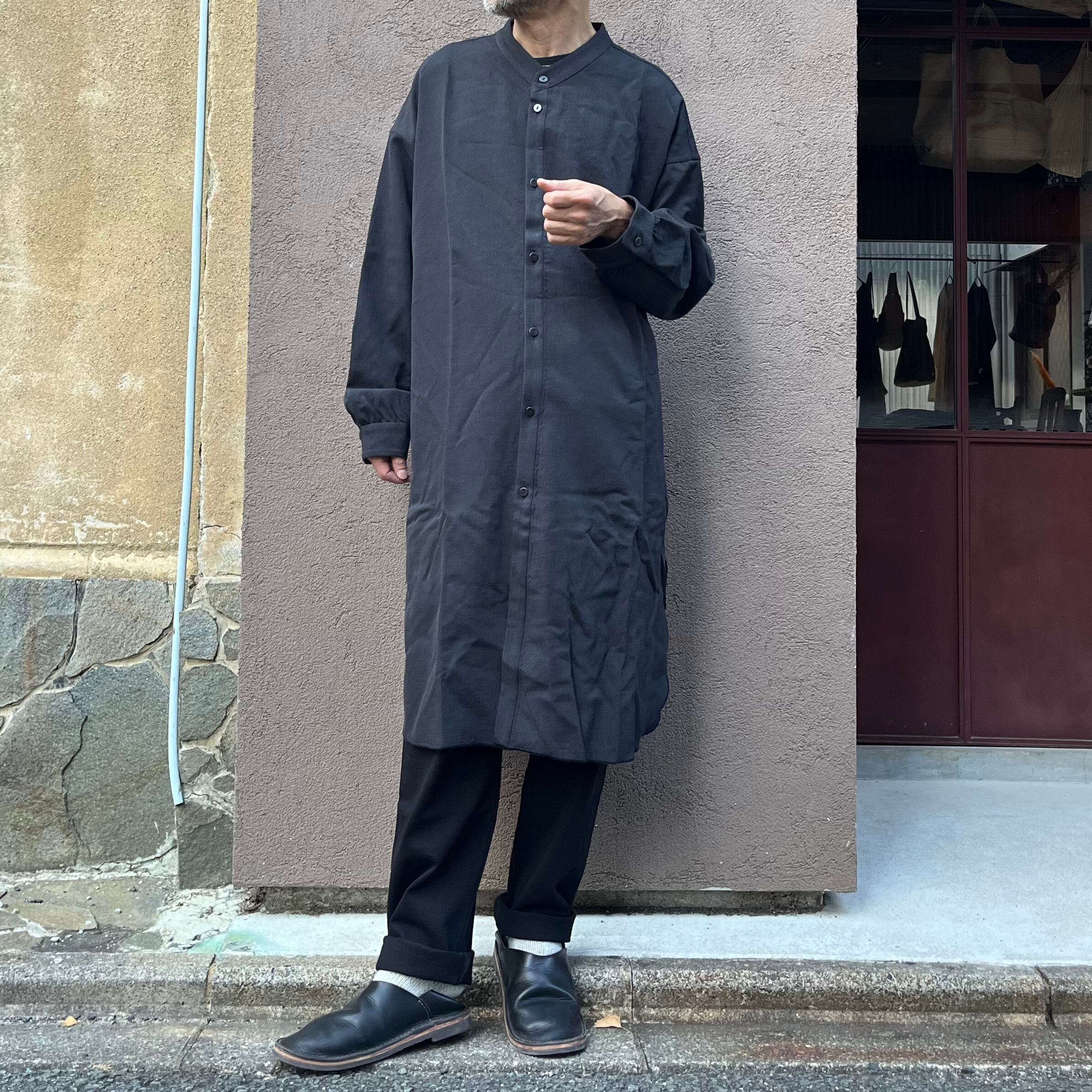 MITTAN SH-106 エアータンブルウールロングシャツ 墨黒 | Routes*Roots