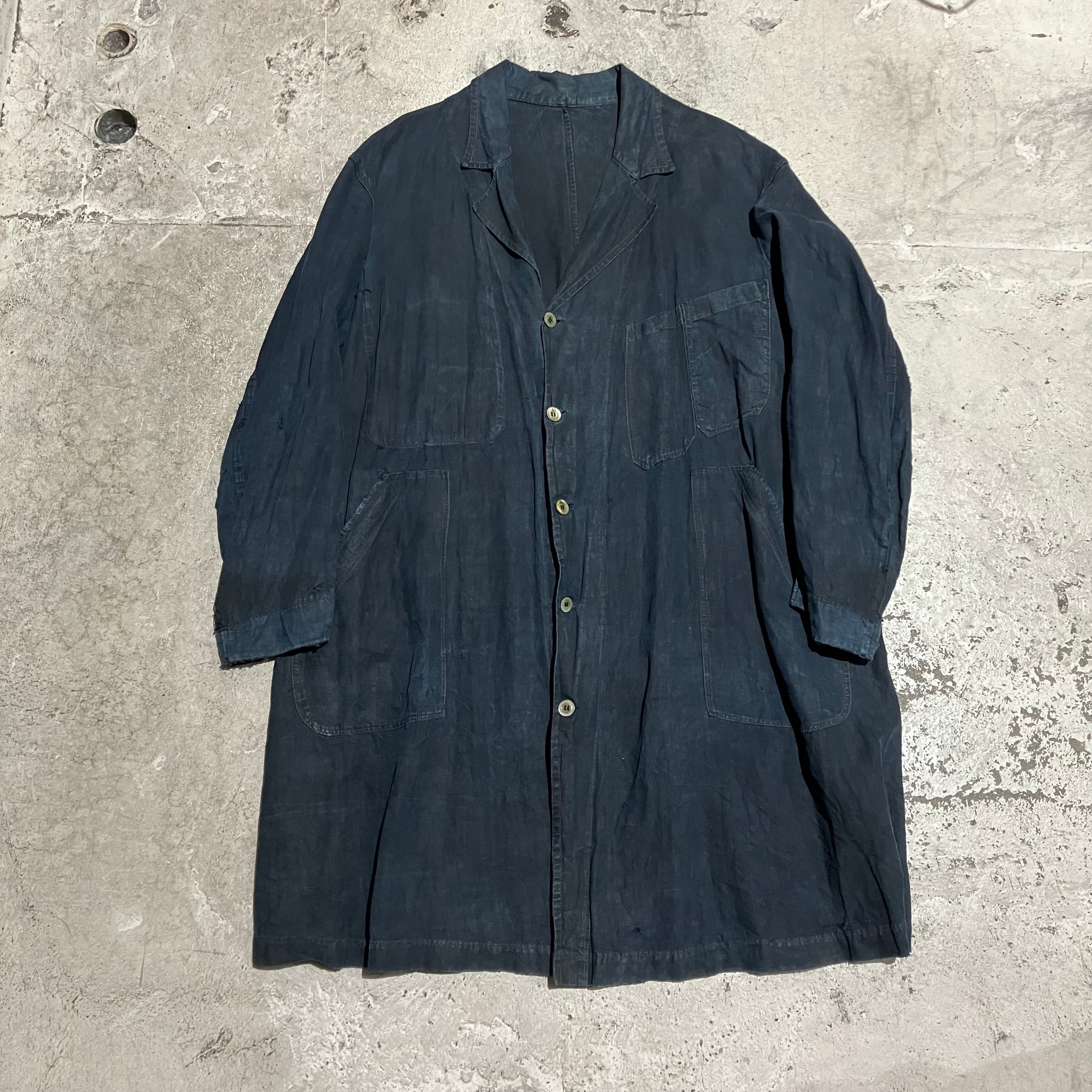 専用】30s ブラックインディゴ マキニョンコート リネン 鳴く 専用】30s ブラックインディゴ マキニョンコート リネン 鳴く