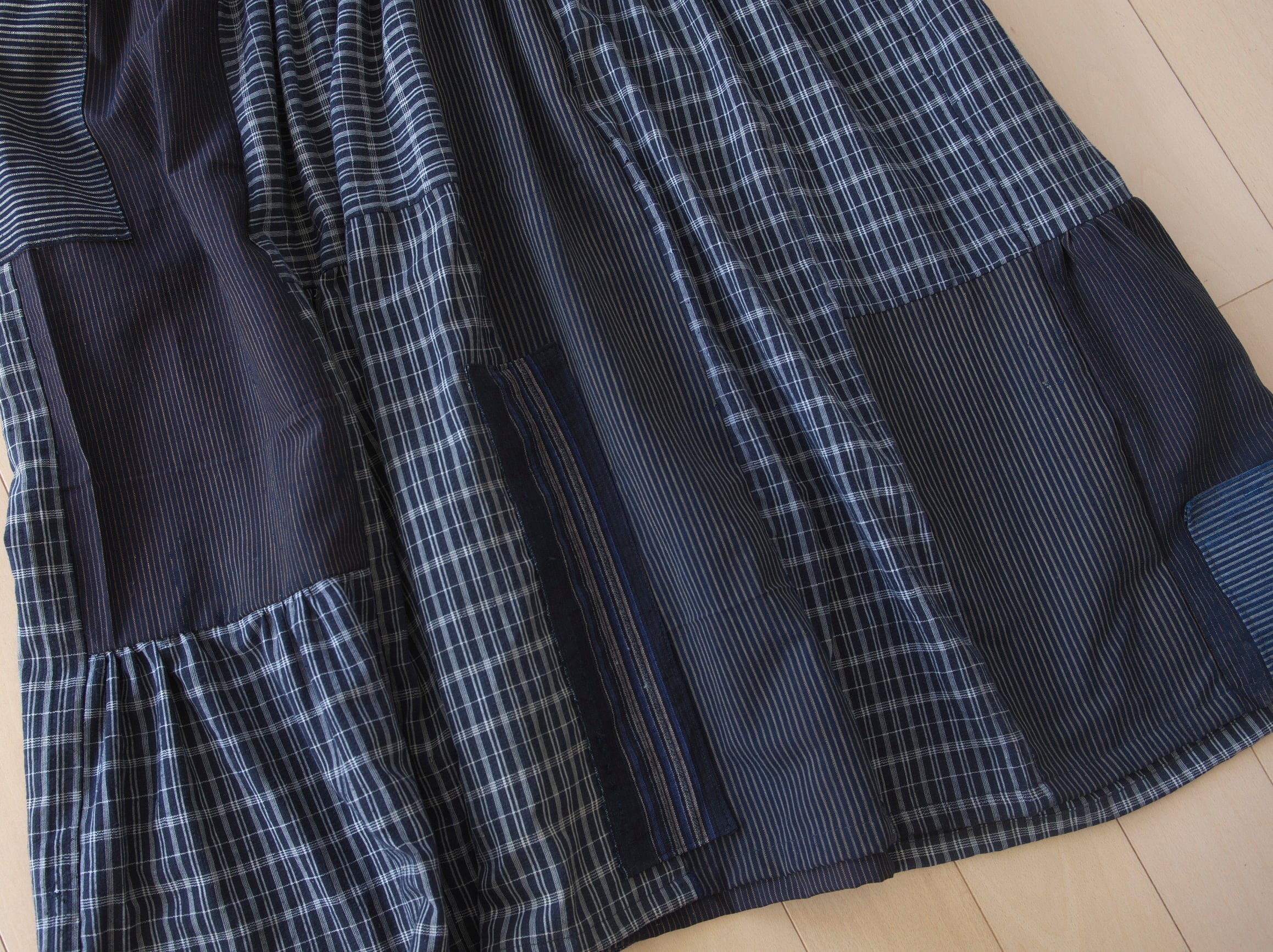 0817 古布のVネック吊りスカート | MUhandwork