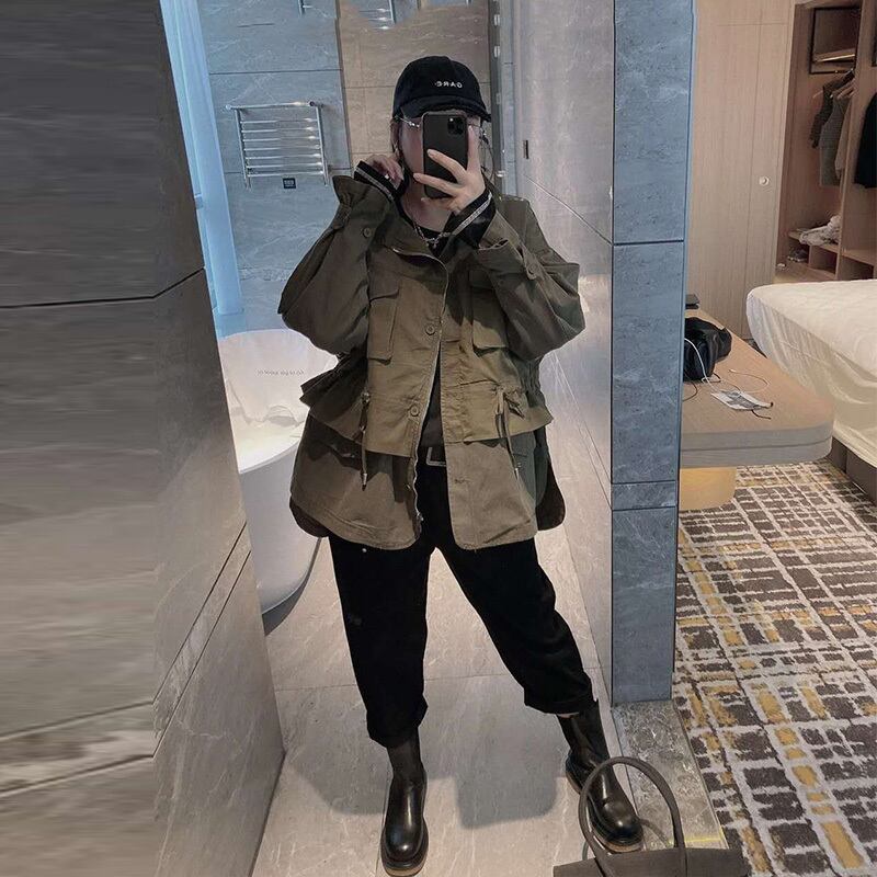 スタイル薄手オータムウェストジャケット ルーズ 大きめサイズ 秋物 ミックスインファッション66077250845