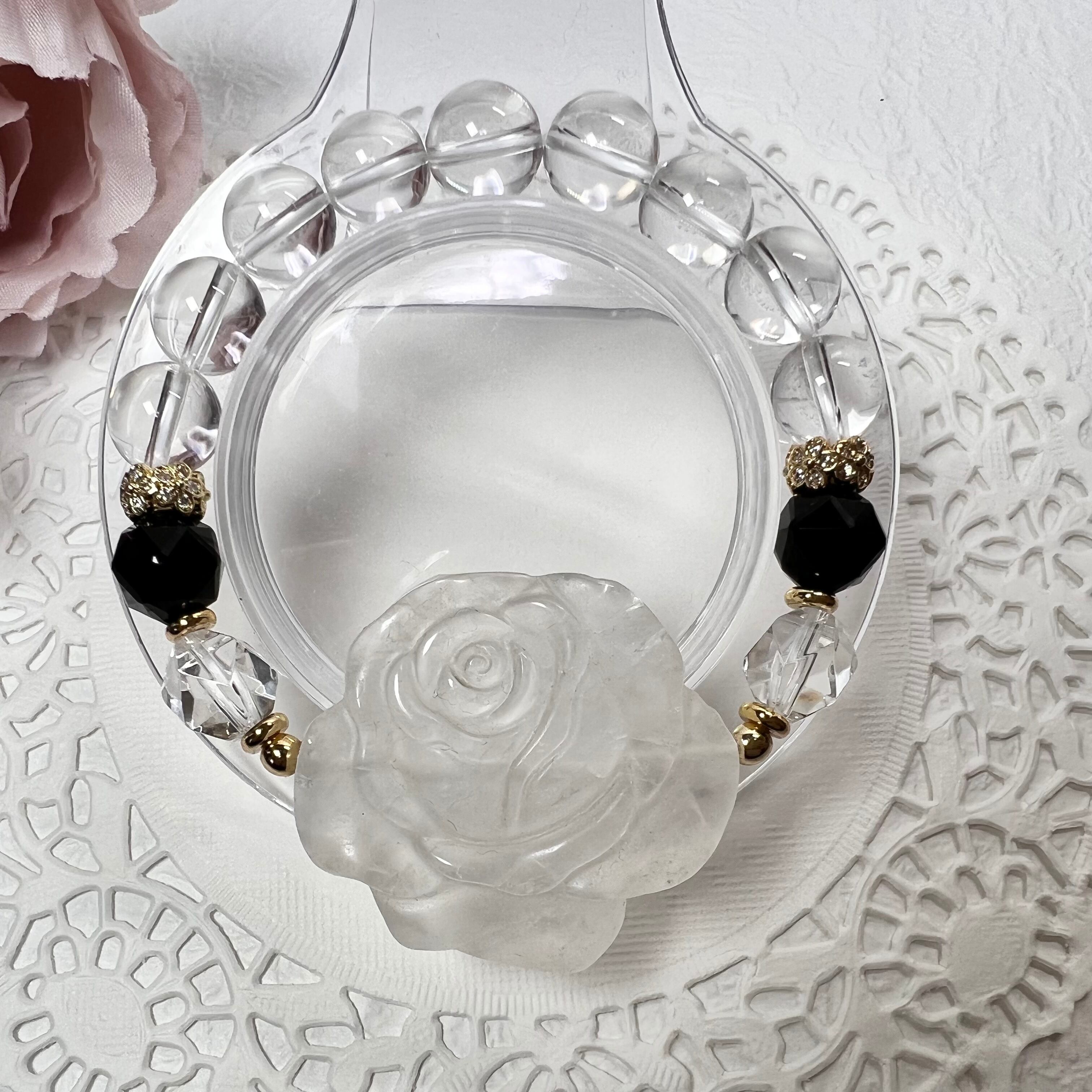 【水晶バラブレスレット❁⃘】♥送料無料♥天然石 パワーストーン