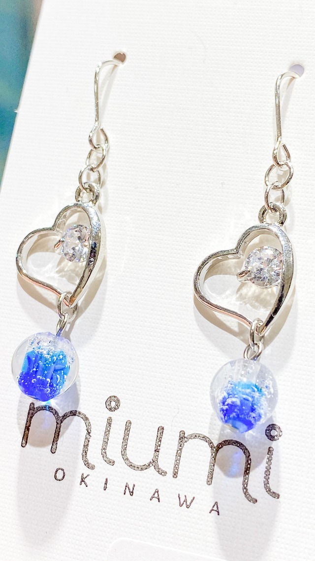 ぷっくり彩り和モダン＊ イヤリング ドーム型 ブルー 個性的 うるツヤ 