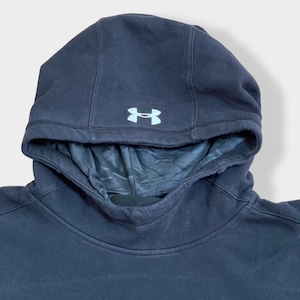 【UNDER ARMOUR】2XL ビッグシルエット パーカー HUNT ロゴ プリント スウェット フーディー hoodie プルオーバー アンダーアーマー フードロゴ us古着