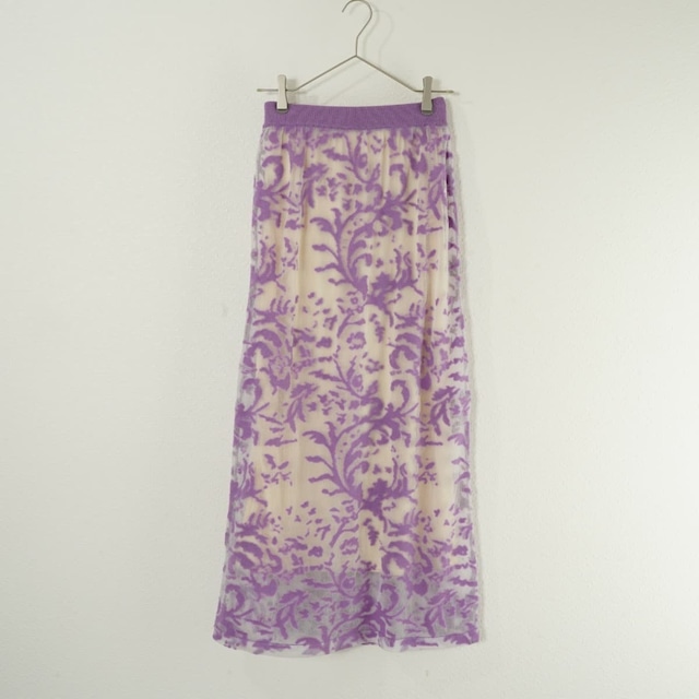 未使用 AMERI アメリ DEVORER FLOWER SHEER SKIRT フラワー シアー スカート ニット ロング 透け感 紫 パープル ベージュ