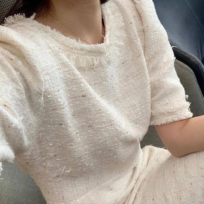 ツーピースのようにブランデーツイードロングワンピース (2色) 送料無料】 ワンピース 2色 ツイード ツィード ロングワンピース