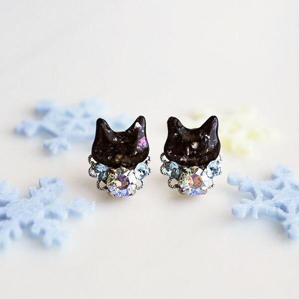 ショコラにゃんこ（チョコミント）ピアス/イヤリング | 星猫工房