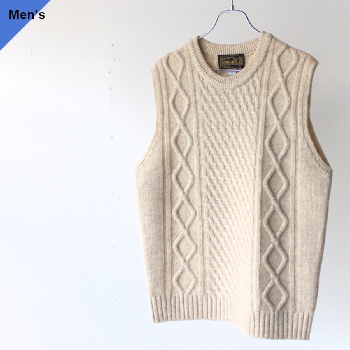 ラスト1点】Orgueil ケーブルニットベスト Cable Knit Gilet OR-4247 
