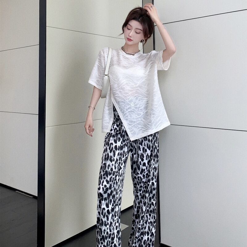 サマーTシャツ ハイウェストウェストレオパードプリント柄ルーズレディース 夏物 YY-ファッション48363925682
