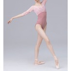 クロップライン 小花レース スリーブレオタード 3色展開 L0465