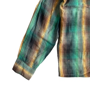 Vintage 60-70s M Rayon Ombre Check shirt -Sears-