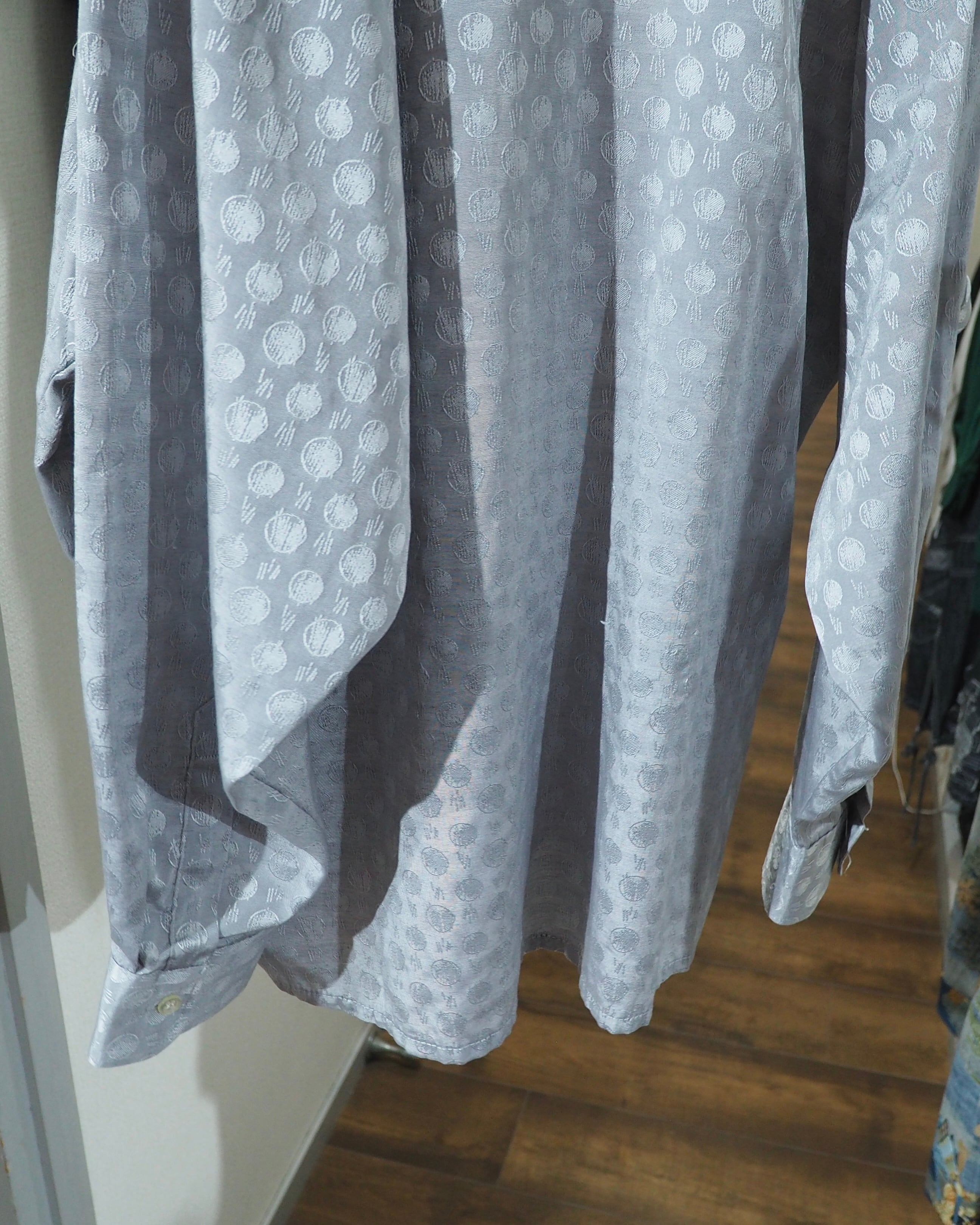 Dot Embroidery × Oblique Deformation vintage Over silhouette Shirt