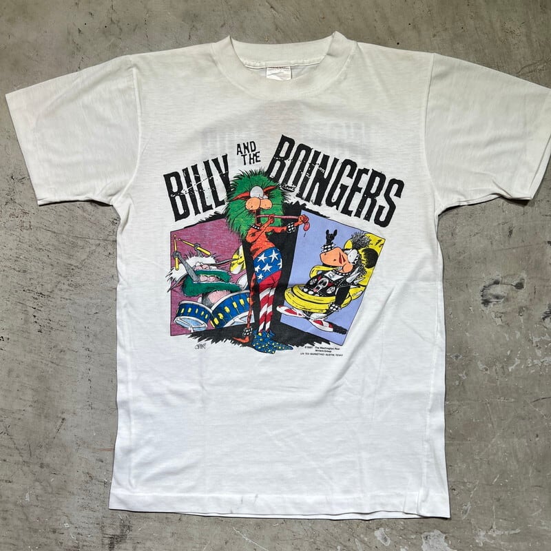 80's BILLY AND THE BOINGERS ワールドツアーTee BILL THE CAT 漫画 架空バンド Berkeley Breathed キャラクターT オフィシャル 1987コピーライト S 希少 ヴィンテージ BA-2210 RM2629H