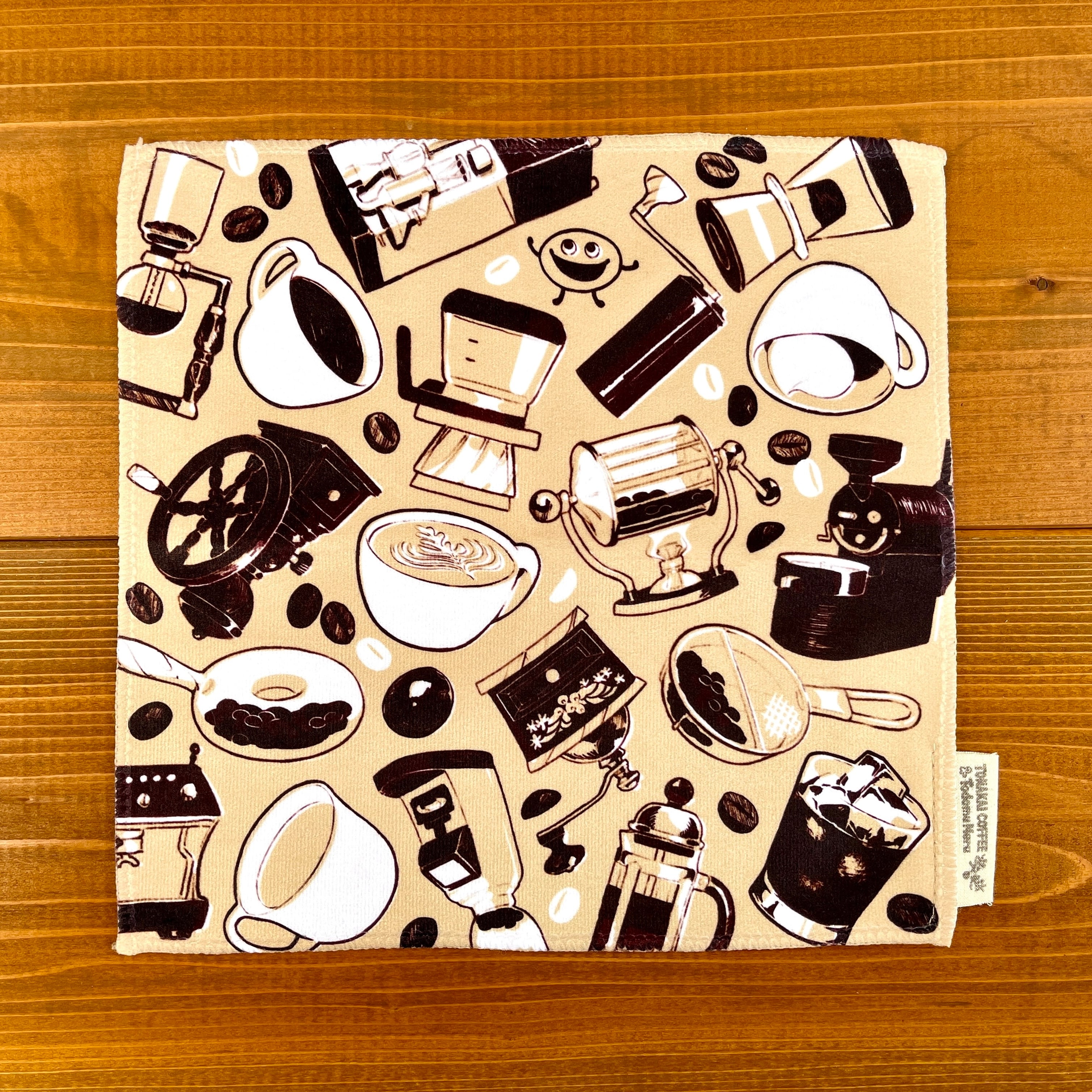 とどむめる×トナカイコーヒー】オリジナルハンカチ “コーヒー器具と豆