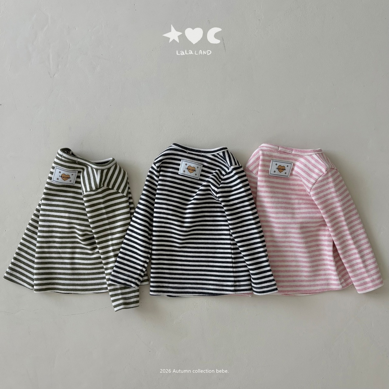 韓国子供服 / LALALAND / 26Autumn / ベベ ストライプ もちもちTシャツ / 秋服 / ベビー *6M~18M*