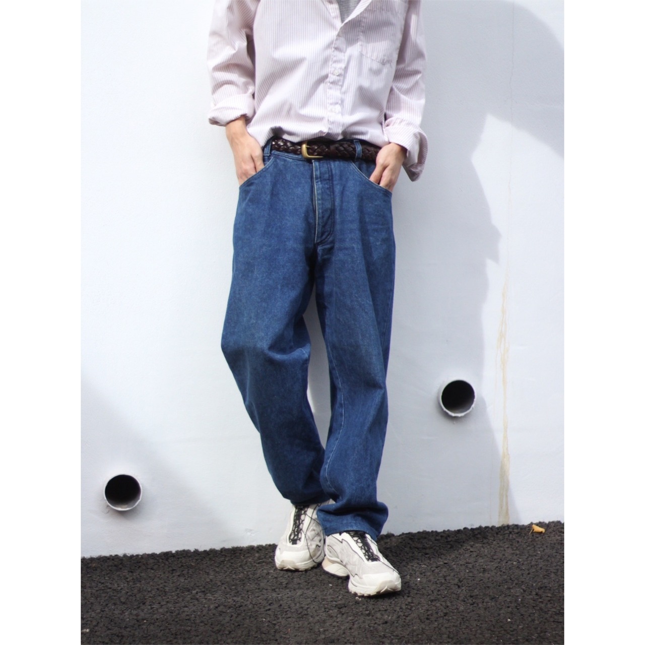 CUBA】1980s vintage STONE ISLAND by MASSIMO OSTI wide denim pant 
