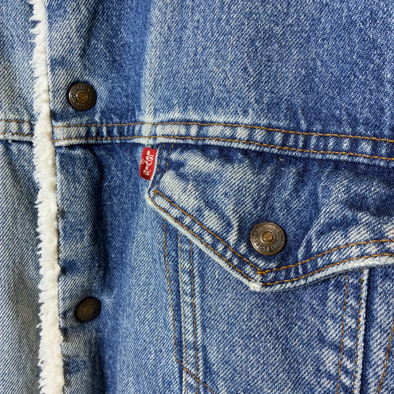 80s〜90s USA製　Levi’s ボアデニムジャケット　ミドル丈　ブルー　L リーバイス
