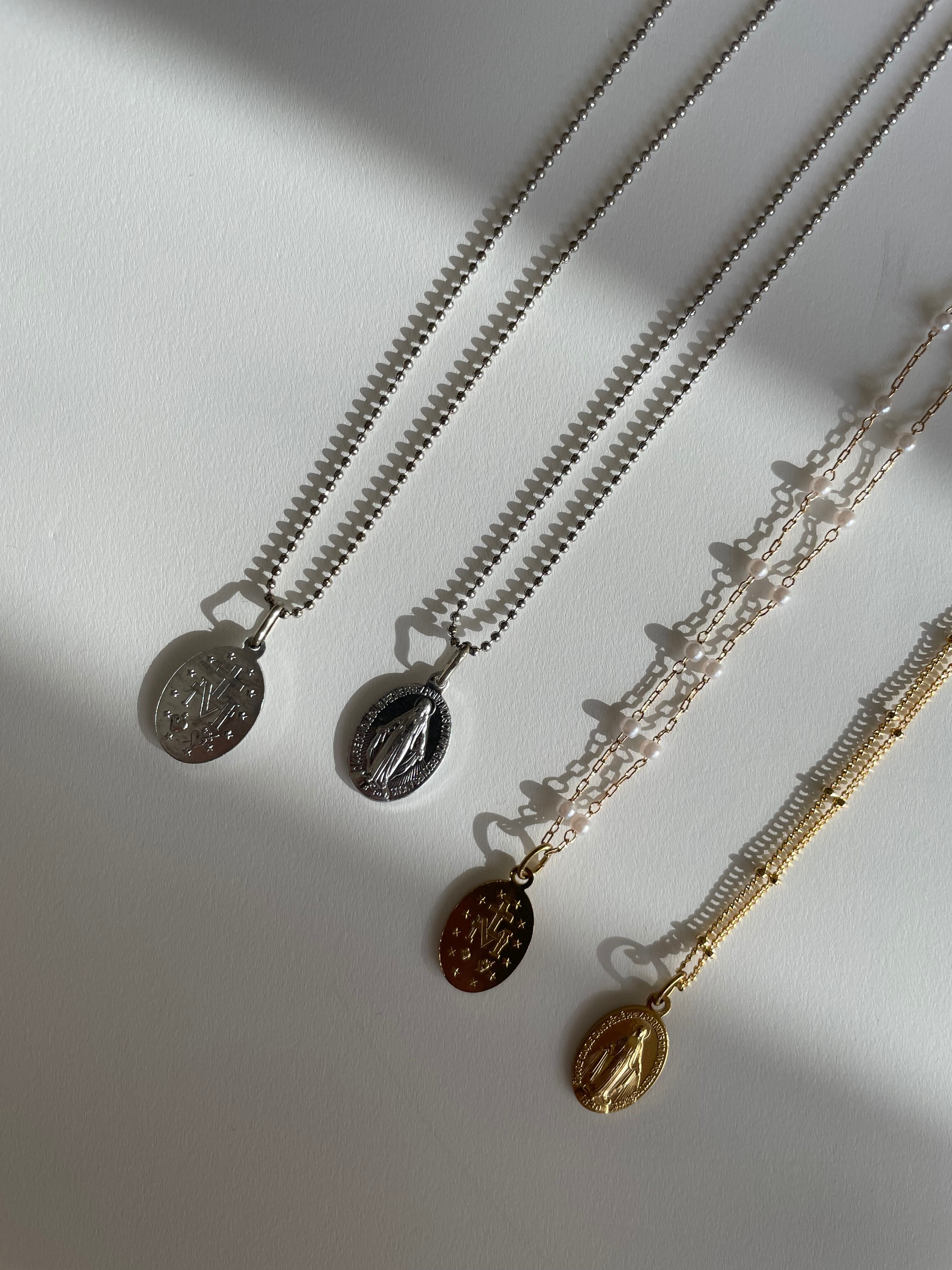 再入荷】奇跡のメダイのシルバーのボールチェーンネックレス | bouquet