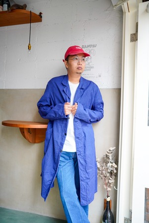 【1960s】"French SOE, Made by SABO" Blue Chambray French Work Coat / 6-355
