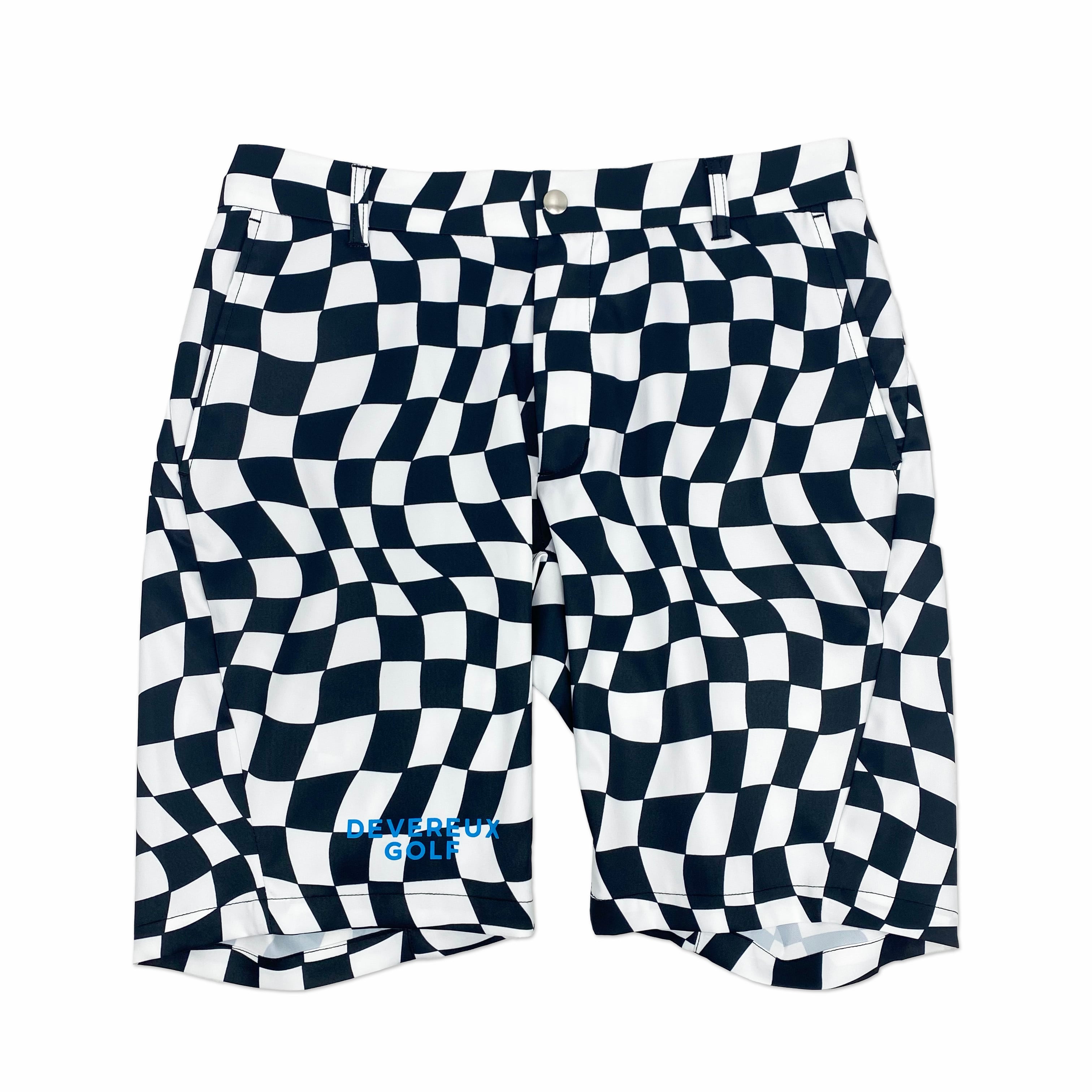 デヴァロー ゴルフ DVRX Deform Checkerショーツ DEVEREUX GOLF】《MEN'S》DVRX Deform Checkerショーツ(WHITE x BLACK