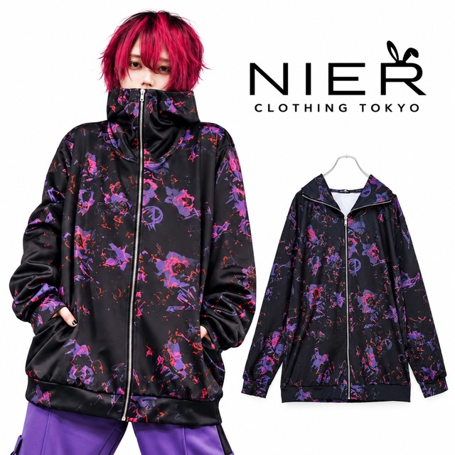 総柄ハイネックZIPアウター【NIER ROSE】