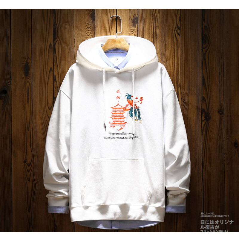 啸都シリーズ】☆チャイナ風パーカー☆ トップス 刺繍入れ メンズ ins