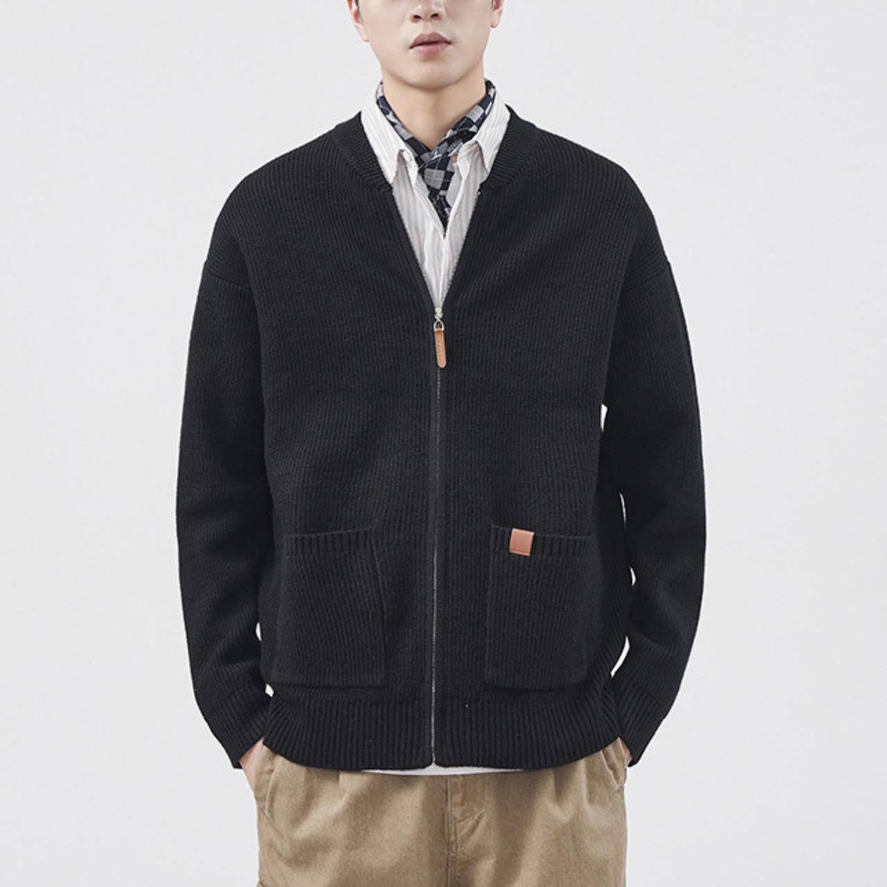 【Easy Layer】ニットジップカーディガン【M～4XL】　TB1777・画像9