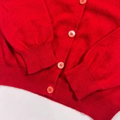 カシミヤ100% HERHIS ハーヒス ニット カーディガン M/レッド レディース