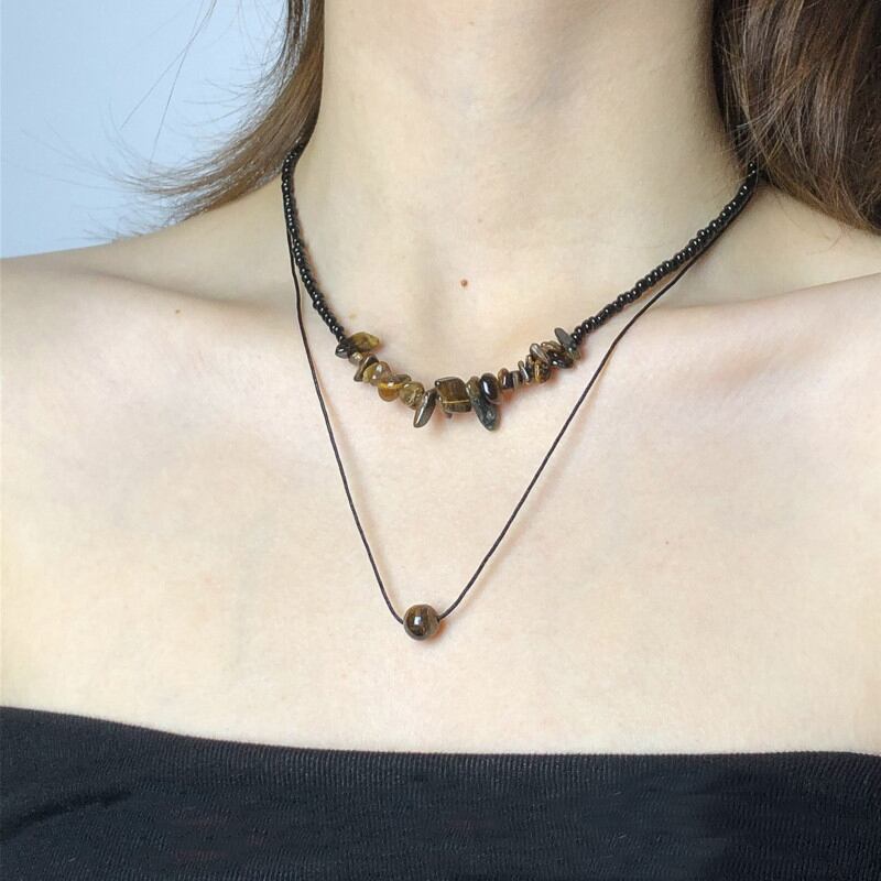 Shii天然石ビーズ重ねネックレス