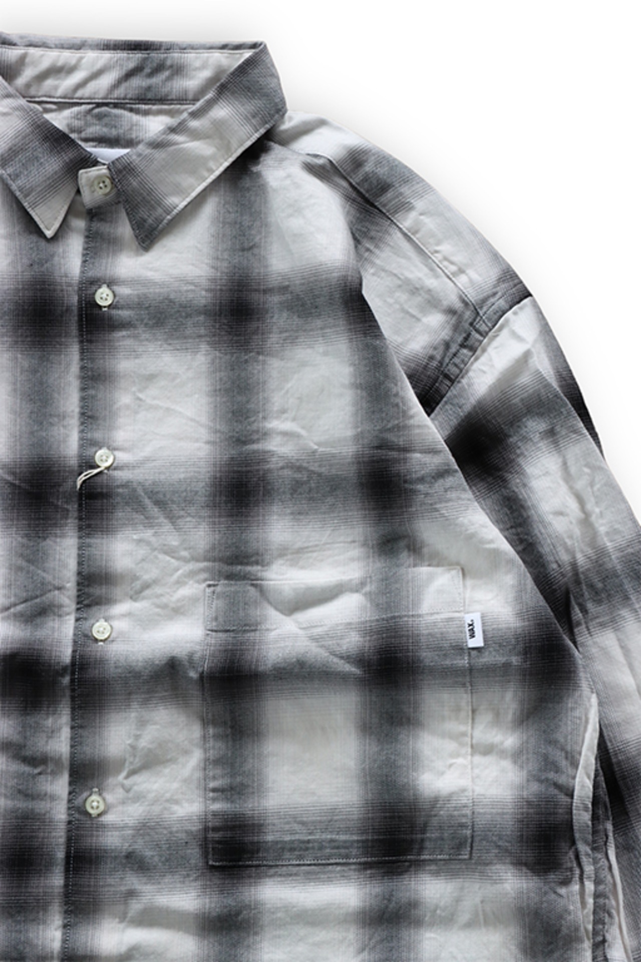 WAX(ワックス) "Ombre check shirts"(BLK)