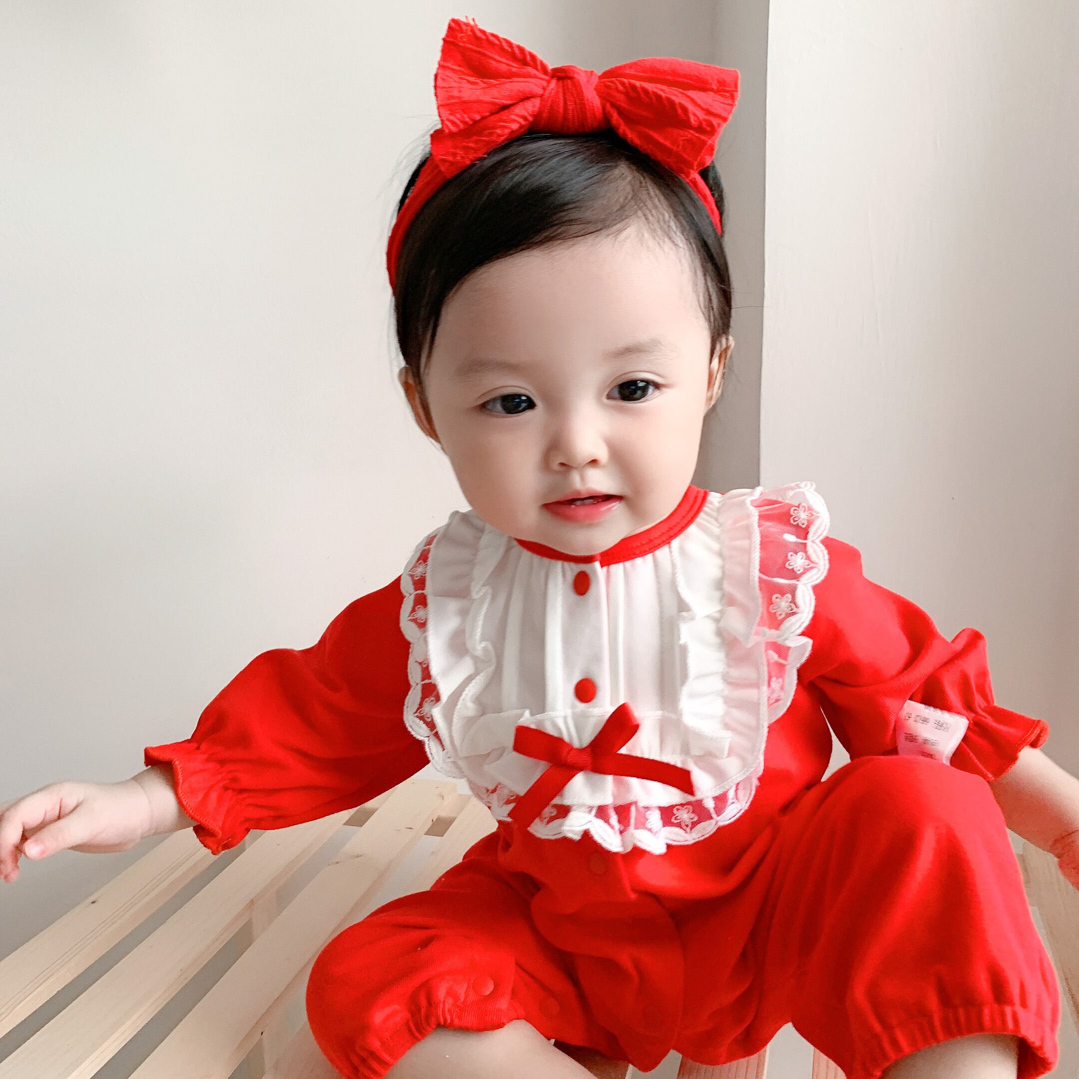 2020秋の新生児ワンピースプリンセススタイルお祝い中国の赤い